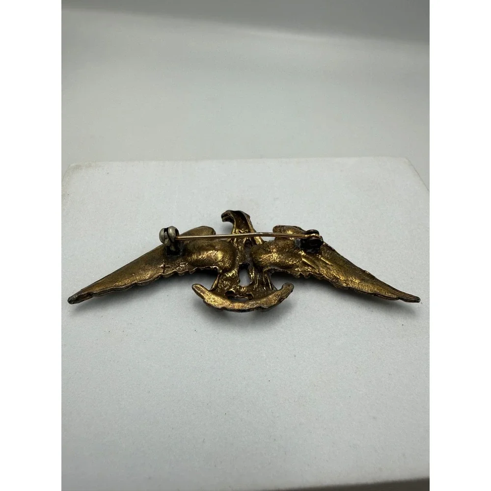 Vintage Eagle Brooch Gold Tone Spread Wing Patriotic Bird Pin Americana 2.5 Inch